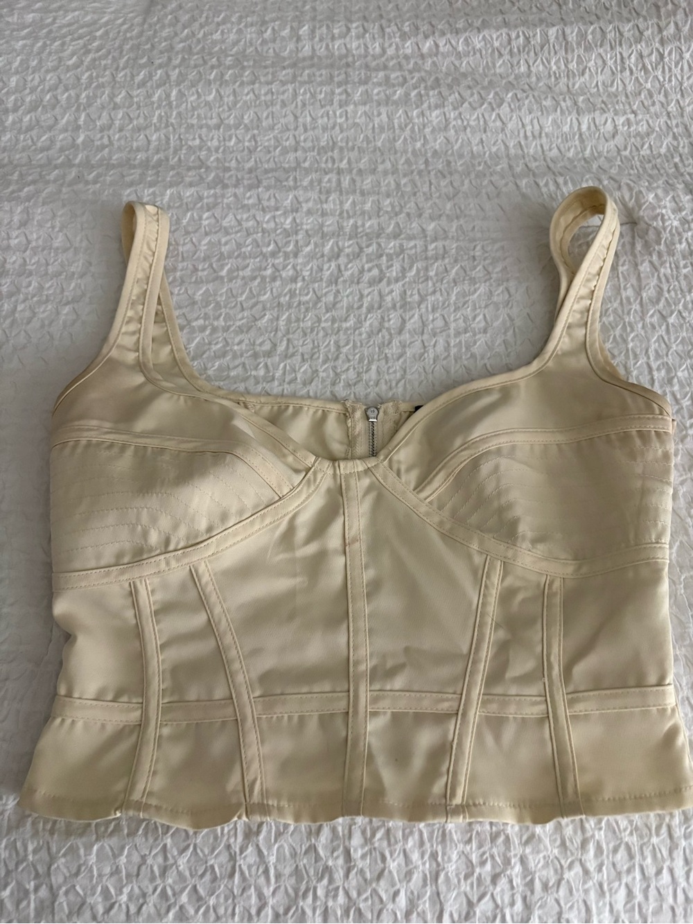 PrettyLittleThing Cream Satin Bustier Top